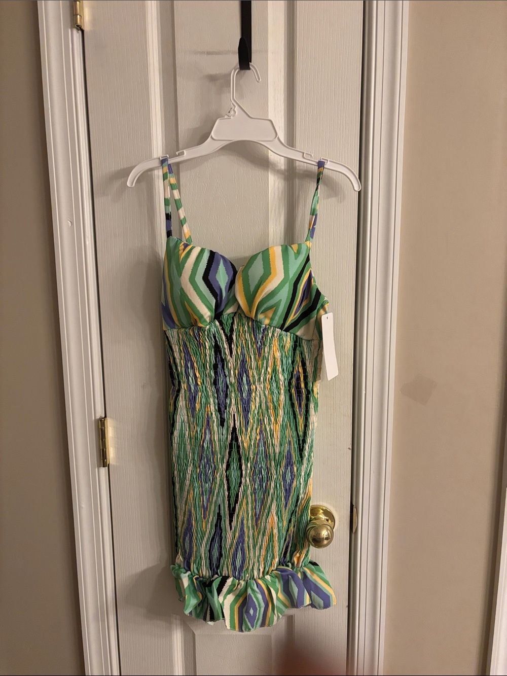Green Multicolor Striped Smocked Sundress - Women's